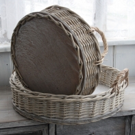 Proutěný podnos s uchem 34cm