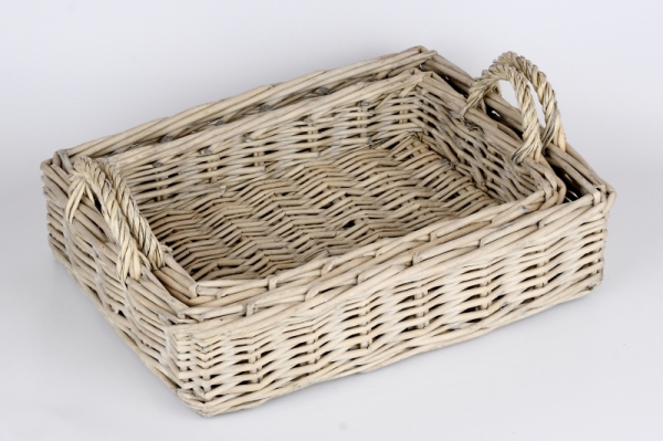 Proutěný podnos sada 2ks 41x30/35x26cm