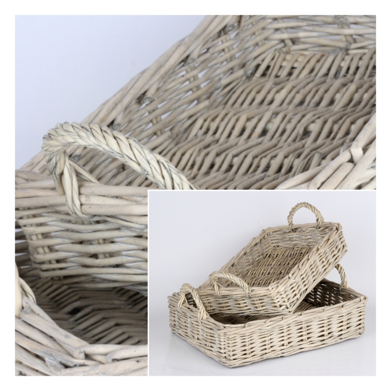 Proutěný podnos sada 2ks 41x30/35x26cm