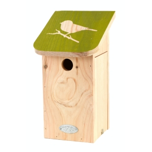Ptačí budka 15x15x28cm, přírodní/zelená