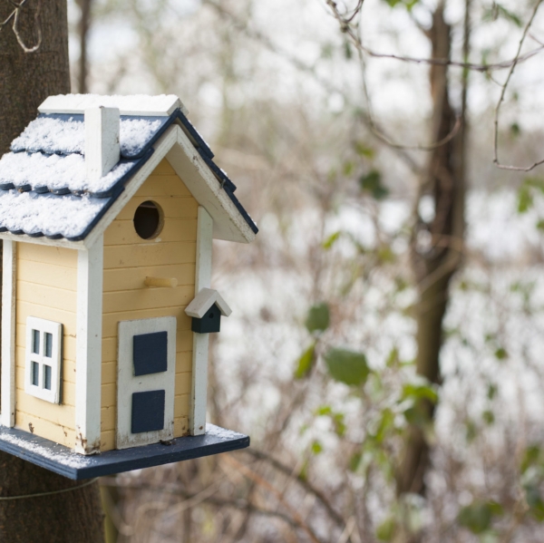 Ptačí budka domeček krémový 18,2x17,5x27,8cm