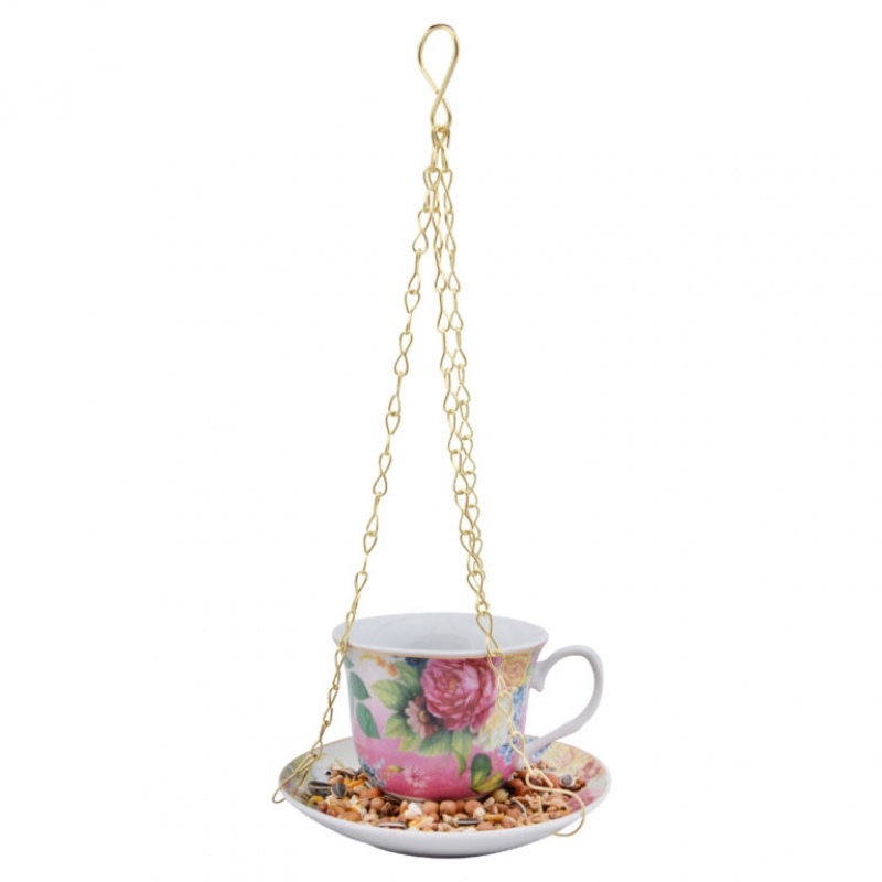 Ptačí krmítko do zahrady hrnek růžový