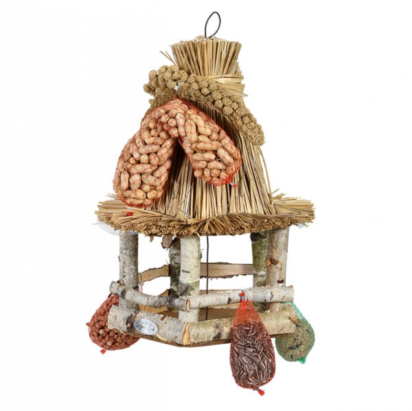 Ptačí krmítko pětiboké závěsné 28 x 28 x 39 cm s krmivem