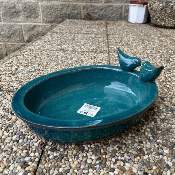 Ptačí pítko keramická miska - modrá