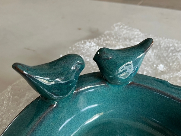 Ptačí pítko keramická miska - modrá