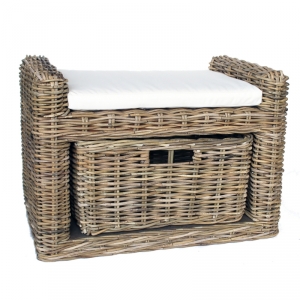 Ratanová sedačka s košem a polštářem 