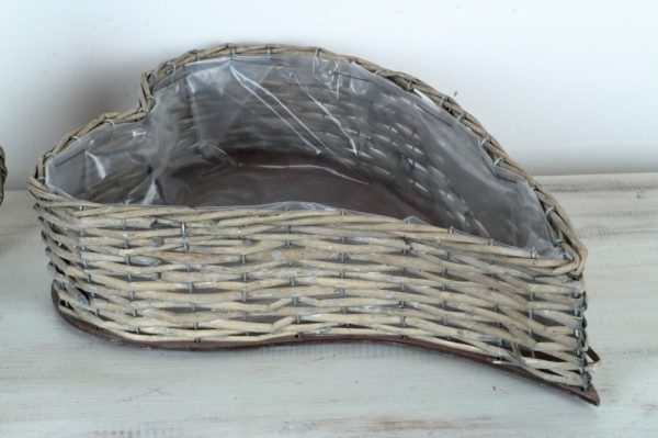Ratanové květináče ve tvaru srdcí 2kusy 40/30cm