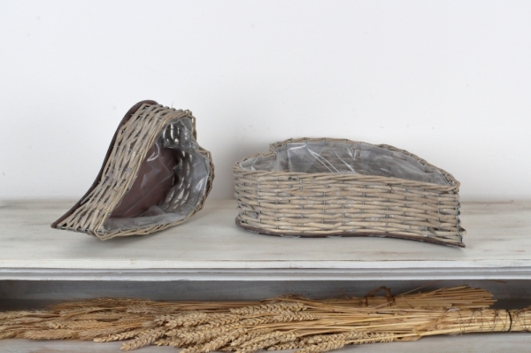 Ratanové květináče ve tvaru srdcí 2kusy 40/30cm