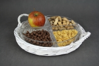 Ratanový podnos + 4 misky 30×5×30cm