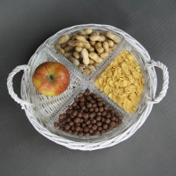 Ratanový podnos + 4 misky 30×5×30cm