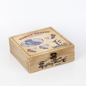 Retro box na krém na boty s kartáčem 20x20x7cm