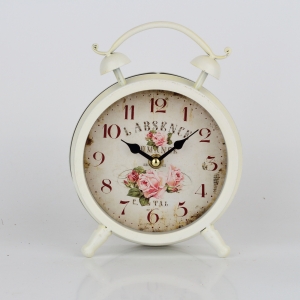 Retro budík růže bílý 23x14cm