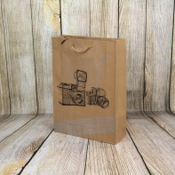 Retro dárková papírová taška fotoaparát 27x37x9cm