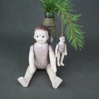 Retro dekorace dřevěná panenka 28cm