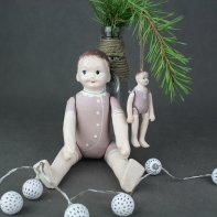 Retro dekorace dřevěná panenka 28cm