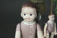 Retro dekorace dřevěná panenka 28cm