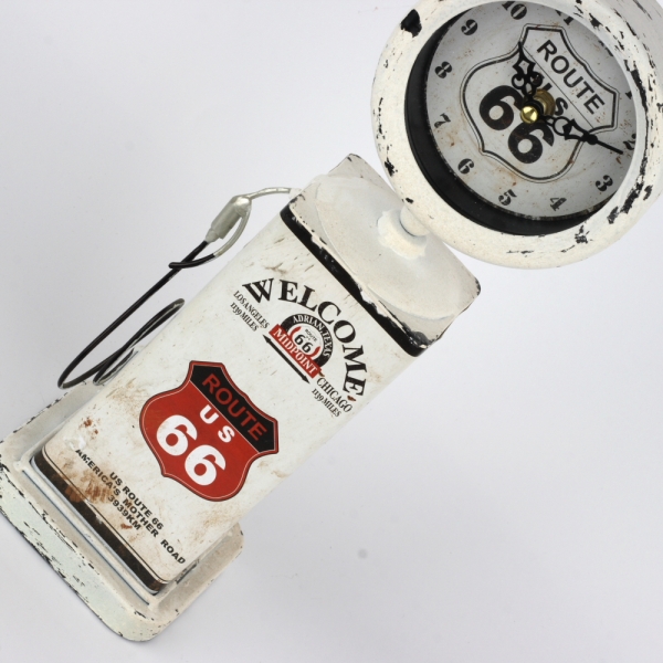 Retro hodiny pumpa ROUTE 66 bílé 34cm