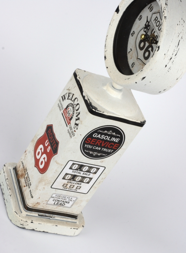 Retro hodiny pumpa ROUTE 66 bílé 34cm