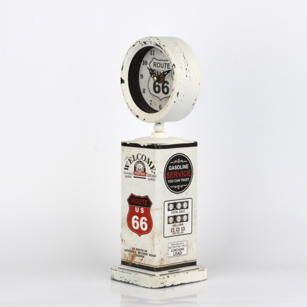 Retro hodiny pumpa ROUTE 66 bílé 34cm