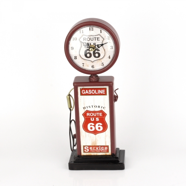 Retro hodiny pumpa ROUTE 66 červené 34cm