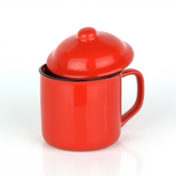 Retro hrnek s pokličkou červený xcm