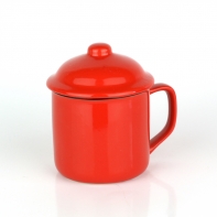 Retro hrnek s pokličkou červený xcm