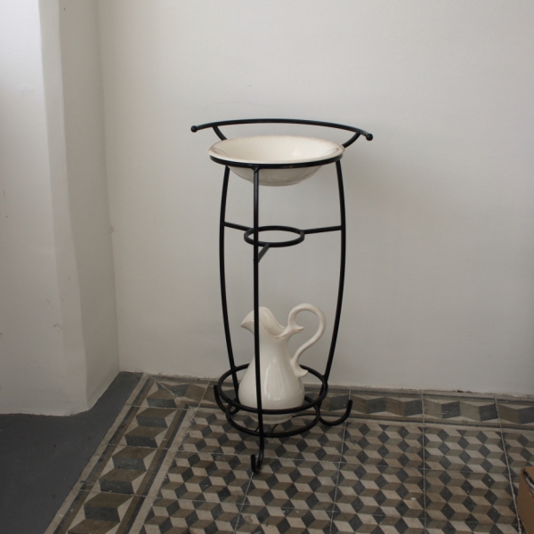 Retro koupelnový stojan kovový černý 80x40cm