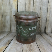 Retro kovový taburet s úložným prostorem Keep moving 31x36x31cm