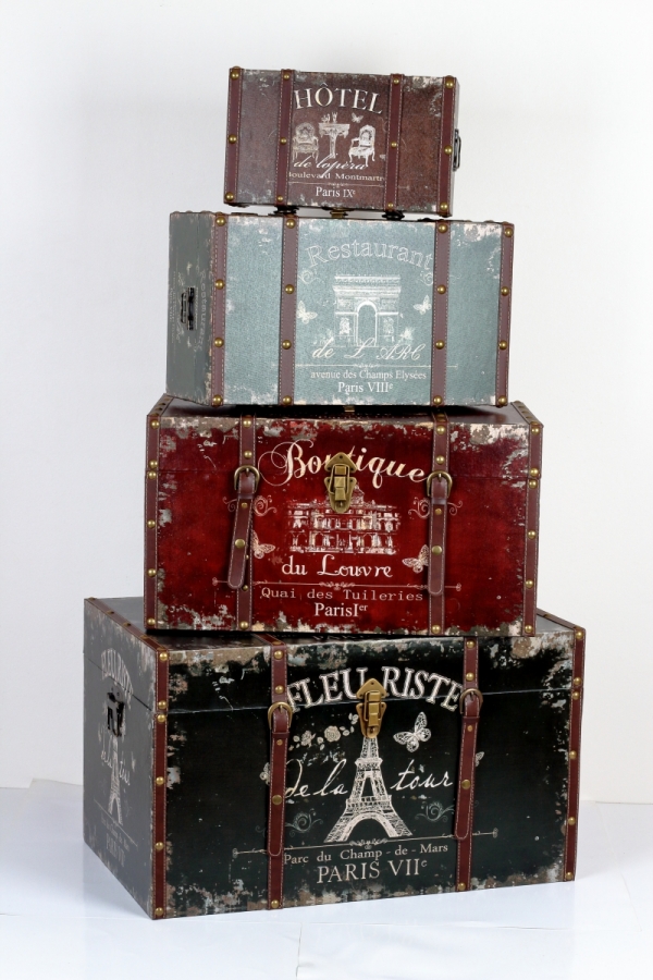 Retro kufr / truhla Paris výška 19x35x20cm