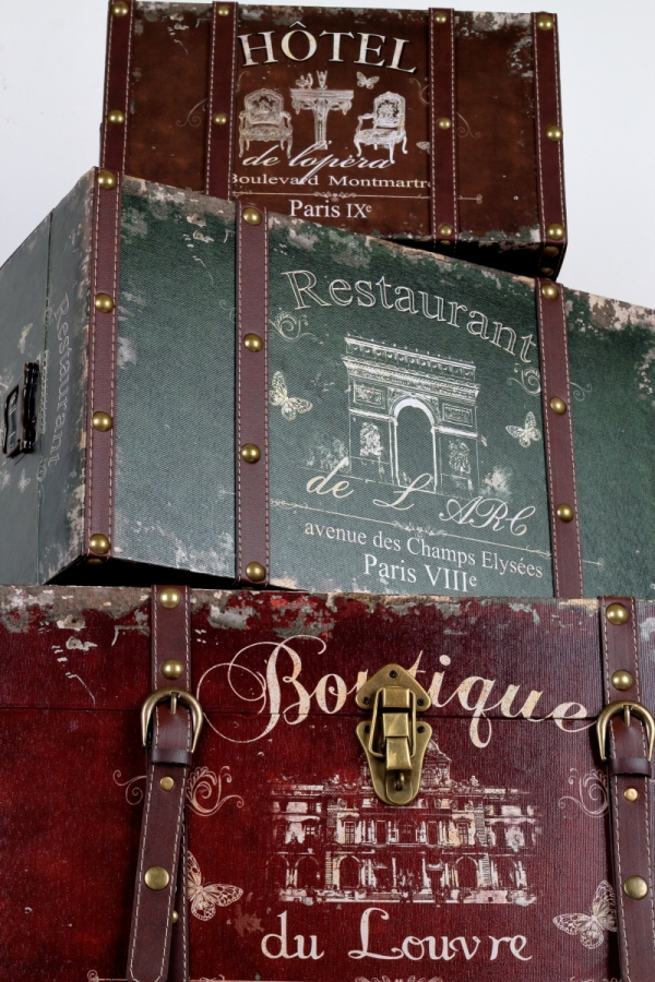 Retro kufr / truhla Paris výška 19x35x20cm