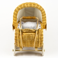 Retro proutěný kočárek pro panenky 42cm