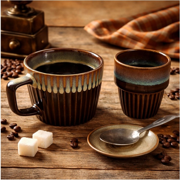 Retro sada 4 šálků na turka 100ml - vzor 70.-80 léta