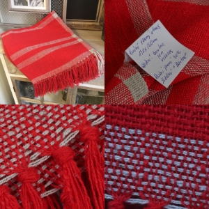 Režný ručně tkaný ubrus červený 140x160 cm