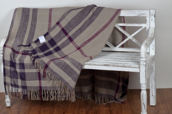 Režný ručně tkaný ubrus fialový 140x160cm