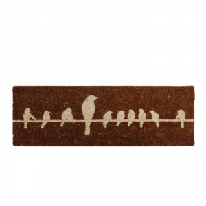 Rohožka ptáci na drátu tmavá 75x25cm