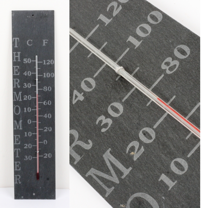Ručně gravírovaný břidlicový teploměr 45cm