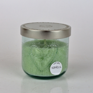 Ručně odlévaná svíčka ve skleněné dóze se srdcem kopřiva 190g