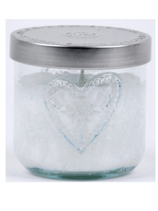 Ručně odlévaná svíčka ve sklenici čisté prádlo 480g