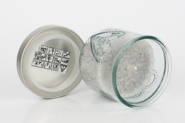 Ručně odlévaná svíčka ve sklenici šedá 480g