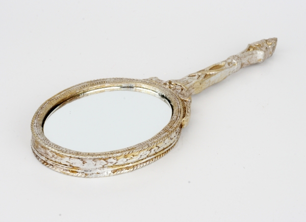 Ruční zrcátko zlaté s patinou 23cm