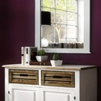 Rustikální komoda bílá 2 šuplíky + dvířka Novaline 75x87x36cm