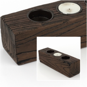 Rustikální svícen na 3 čajové svíčky 24x6x7cm
