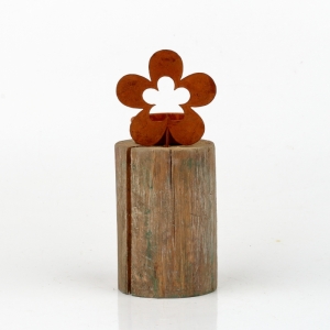 Rustikální svícen na čajovou svíčku květina 16cm