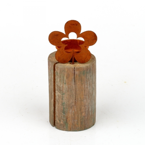 Rustikální svícen na čajovou svíčku květina 16cm