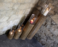 Sada 4 dřevěných svícnů špalek 31/45/81/115cm