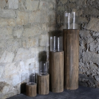 Sada 4 dřevěných svícnů špalek 31/45/81/115cm