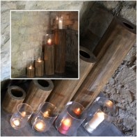 Sada 4 dřevěných svícnů špalek 31/45/81/115cm