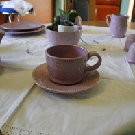 Šálek a podšálek z kameniny průměr 9/16cm