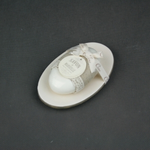 Savon de Marseille keramická mýdlenka a mýdlo mandle 100g