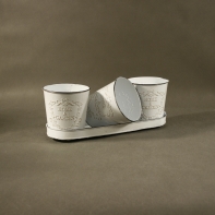 Set 4 kusů květináč + tác